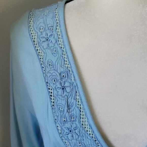 Calypso St. Barth sky blue deep v-neck sun dress - Picture 4 of 13